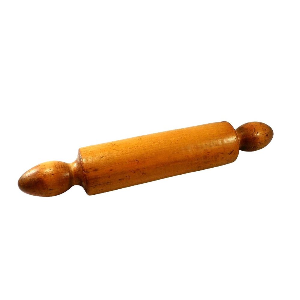 Vintage Wood Rolling Pin Solid One Piece Primitive Kitchen Farmhouse Decor 16"